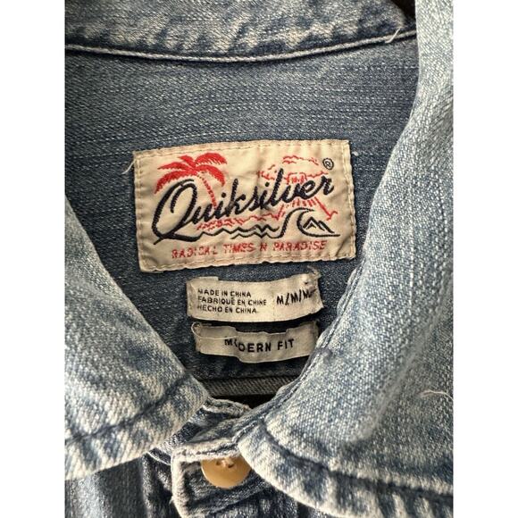 Quicksilver Women’s Denim Modern Fit Pearl Snap Button Up Collared Shirt Size M - Picture 8 of 15